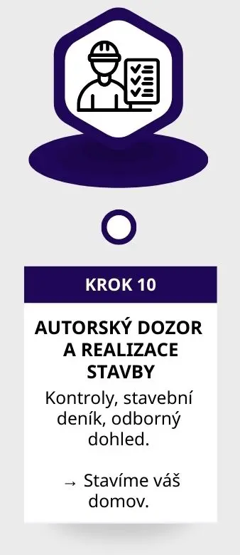 Autorský dozor a realizace stavby – Ing. Jiří Bednář, kontrola stavebního deníku a odborný dohled nad výstavbou rodinného domu
